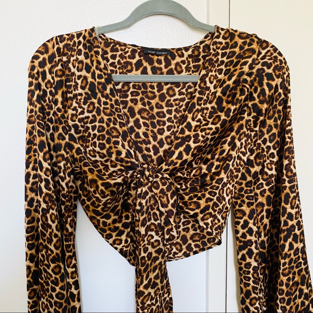 Cheetah Print Tie Up Crop Top